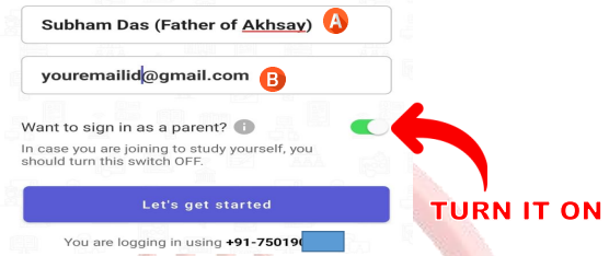 parent Input name and email - Procedure